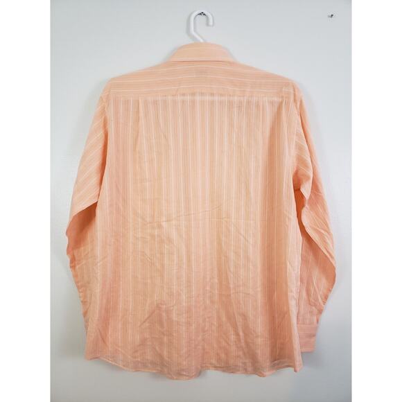 (N) Cassera Men's Shirt Italy Size 41 Stripe Long Sleeve Semi Sheer Orange - Picture 5 of 10